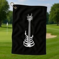 Rock & Roll Skeleton Guitar Music Lover Rockstar Golf Towel thumb 1