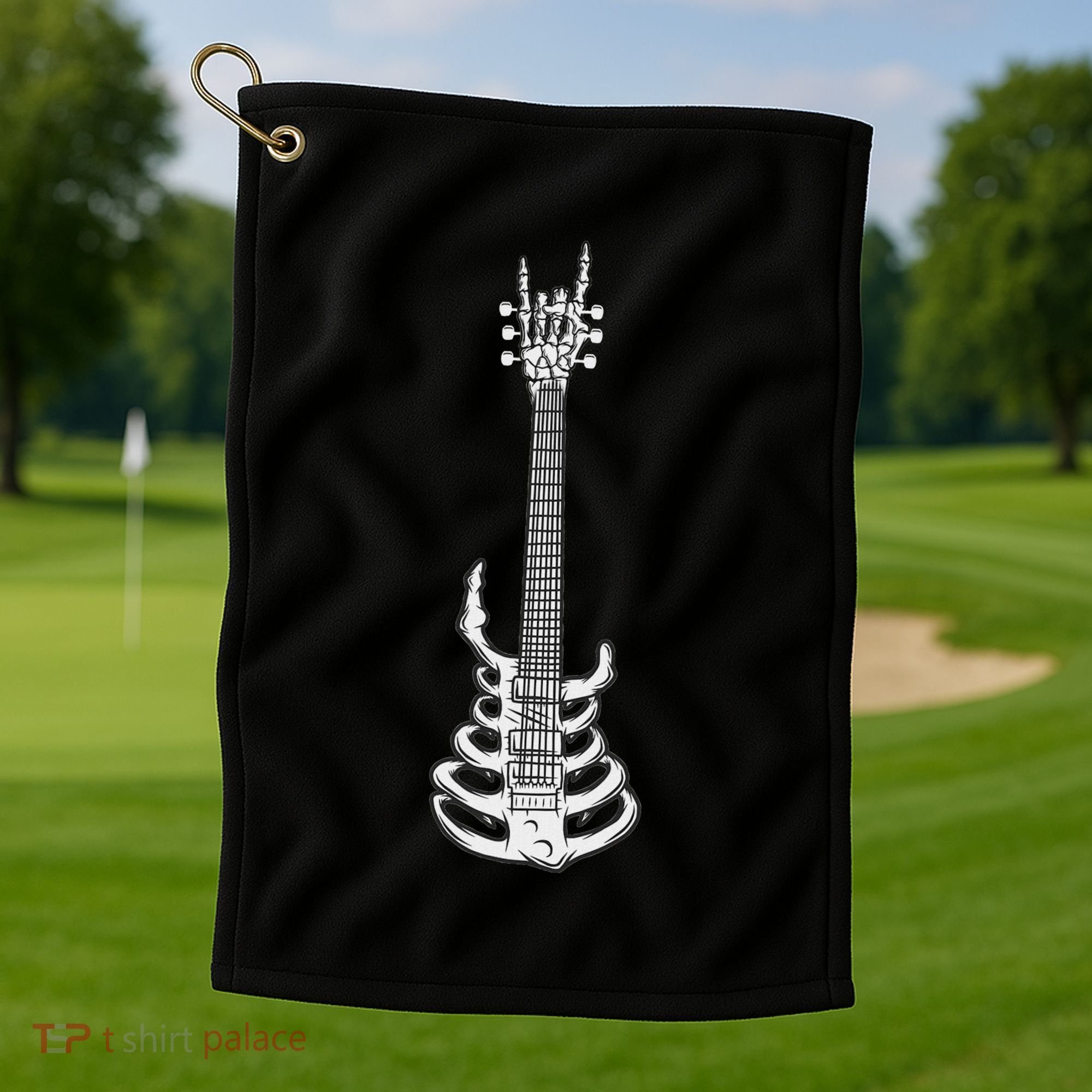 Rock & Roll Skeleton Guitar Music Lover Rockstar Golf Towel