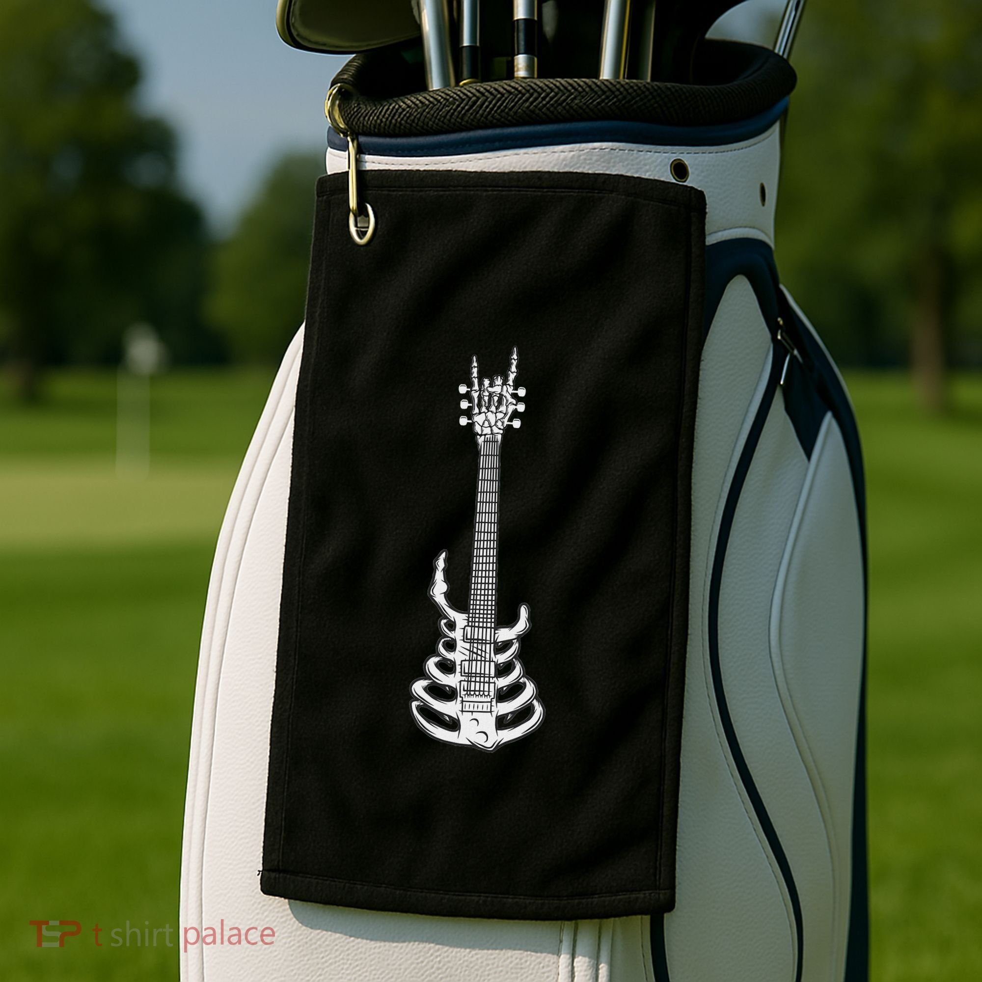 Rock & Roll Skeleton Guitar Music Lover Rockstar Golf Towel