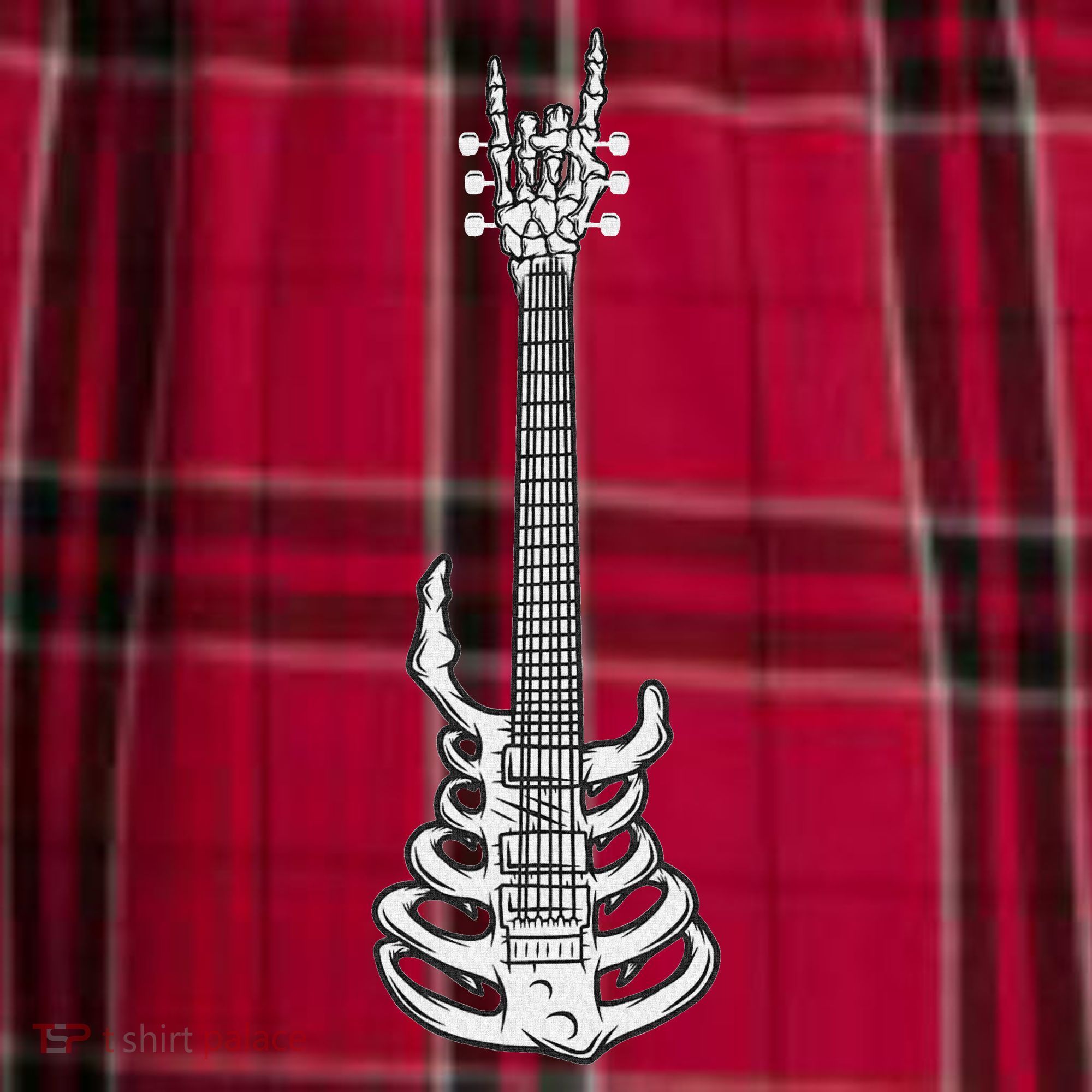 Rock & Roll Skeleton Guitar Music Lover Rockstar Men's Flannel Plaid Pajama Pants