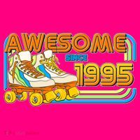 Retro Roller Skates Awesome Since 1995 30th Birthday Button thumb 1