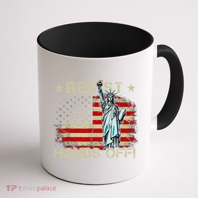 Resist Resistance Statue Of Liberty Hands Off Protest Retro Coffee Mug back