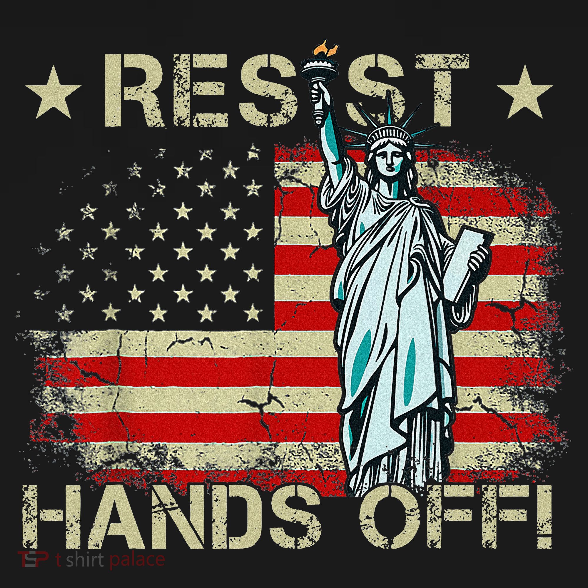 Resist Resistance Statue Of Liberty Hands Off Protest Retro Women's Hoodie