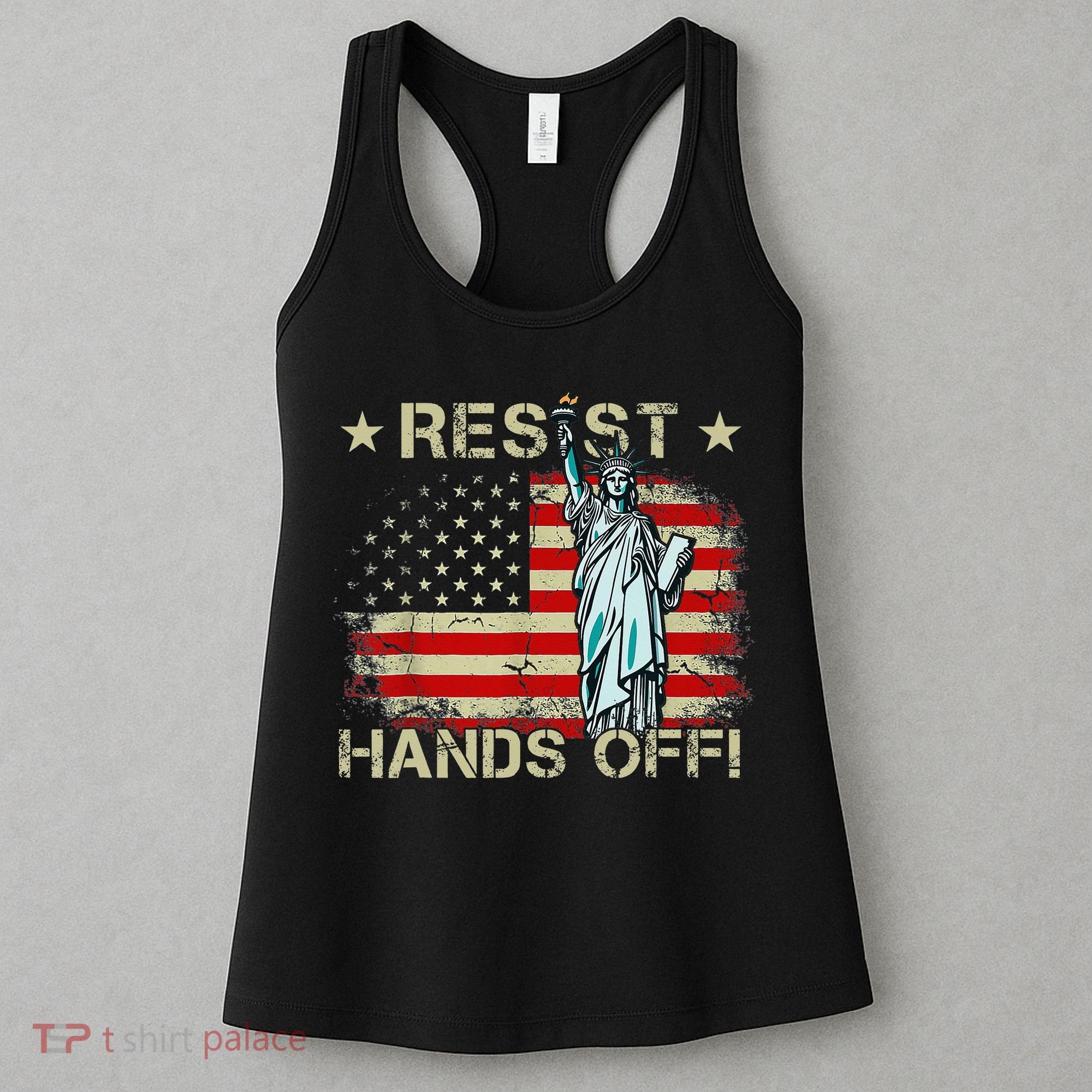Resist Resistance Statue Of Liberty Hands Off Protest Retro Women's Tank Top