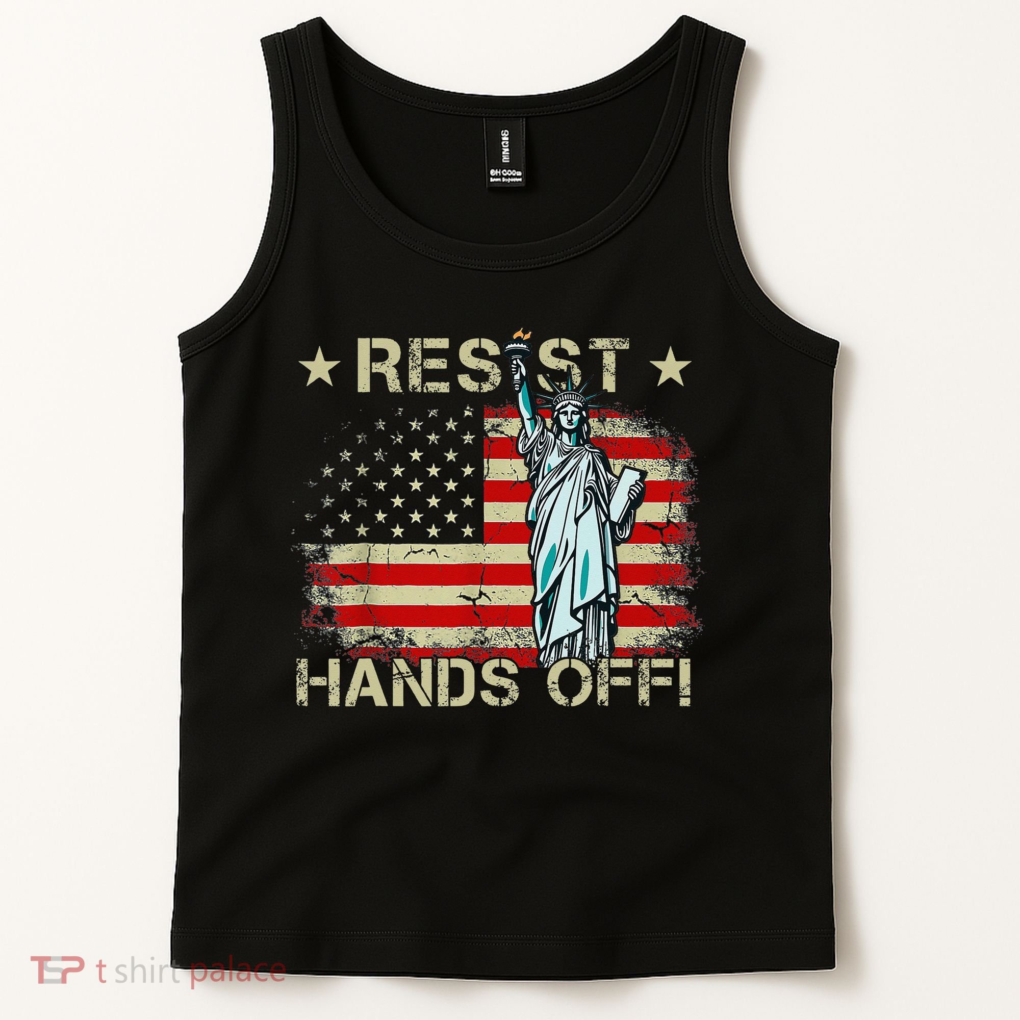 Resist Resistance Statue Of Liberty Hands Off Protest Retro Tank Top