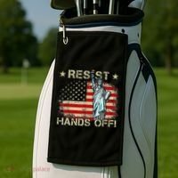 Resist Resistance Statue Of Liberty Hands Off Protest Retro Golf Towel thumb 2