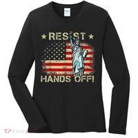 Resist Resistance Statue Of Liberty Hands Off Protest Retro Women's Long Sleeve Shirt thumb 0