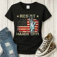 Resist Resistance Statue Of Liberty Hands Off Protest Retro Women's T-Shirt thumb 3