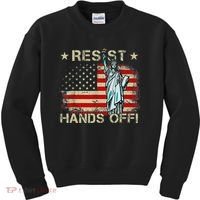 Resist Resistance Statue Of Liberty Hands Off Protest Retro Kids Sweatshirt thumb 0