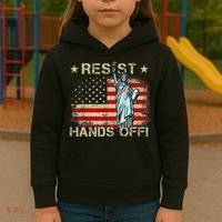 Resist Resistance Statue Of Liberty Hands Off Protest Retro Kids Hoodie thumb 3