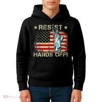 Resist Resistance Statue Of Liberty Hands Off Protest Retro Kids Hoodie thumb 4
