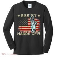 Resist Resistance Statue Of Liberty Hands Off Protest Retro Kids Long Sleeve Shirt thumb 0