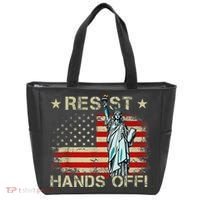 Resist Resistance Statue Of Liberty Hands Off Protest Retro Tote Bag thumb 0