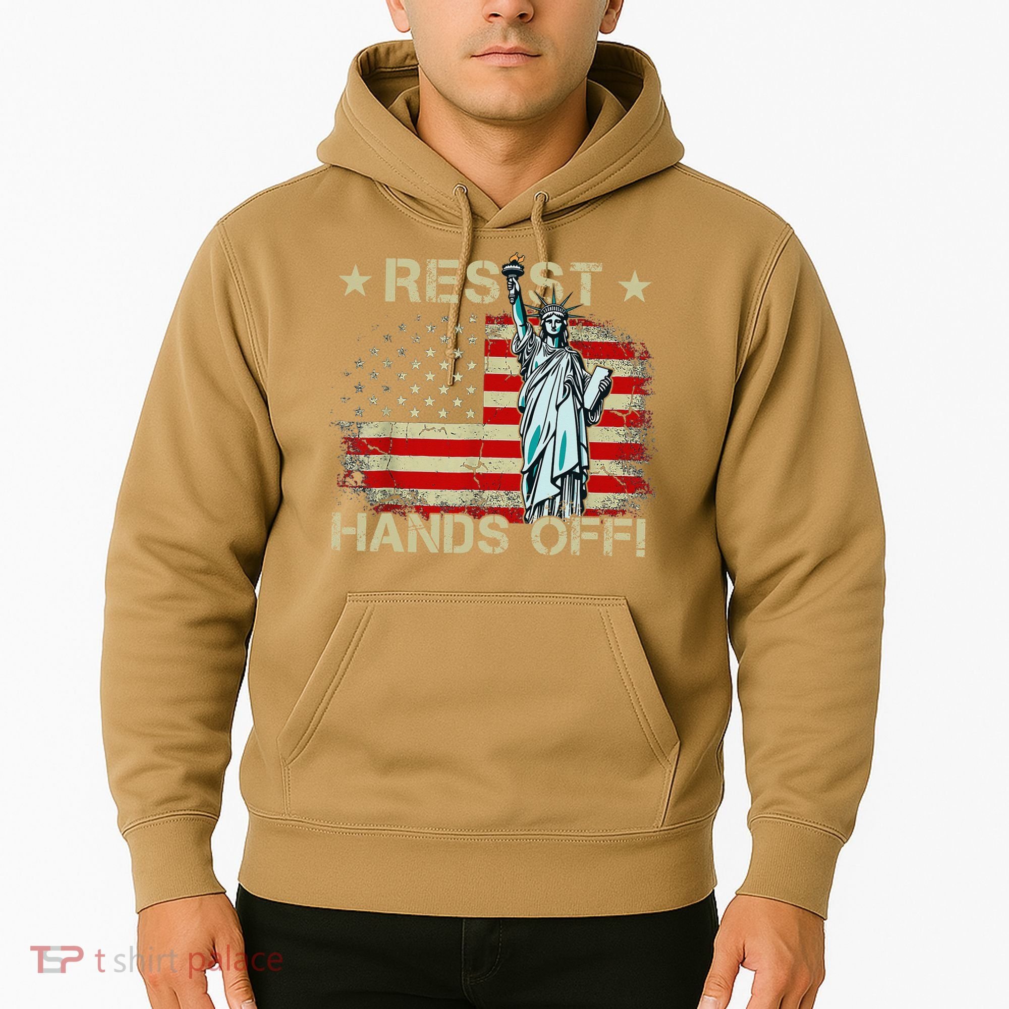 Resist Resistance Statue Of Liberty Hands Off Protest Retro Hoodie