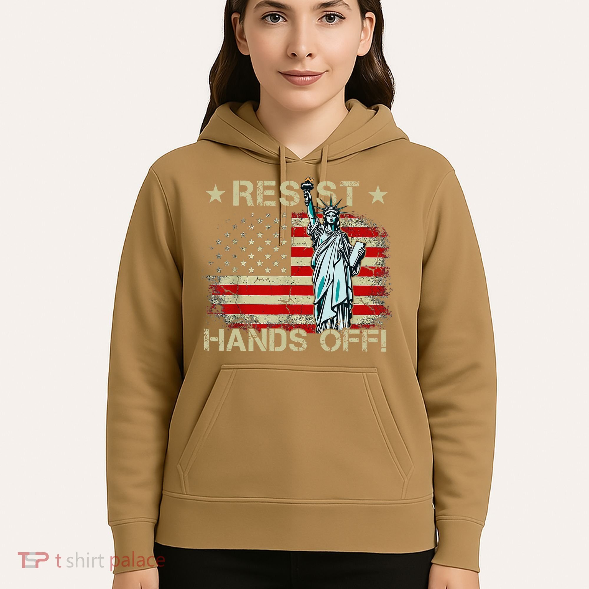 Resist Resistance Statue Of Liberty Hands Off Protest Retro Hoodie