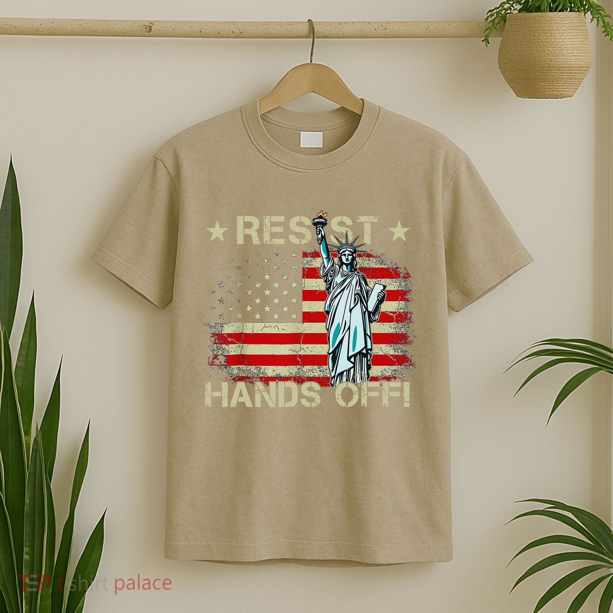 Resist Resistance Statue Of Liberty Hands Off Protest Retro T-Shirt