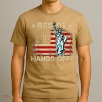 Resist Resistance Statue Of Liberty Hands Off Protest Retro T-Shirt thumb 3