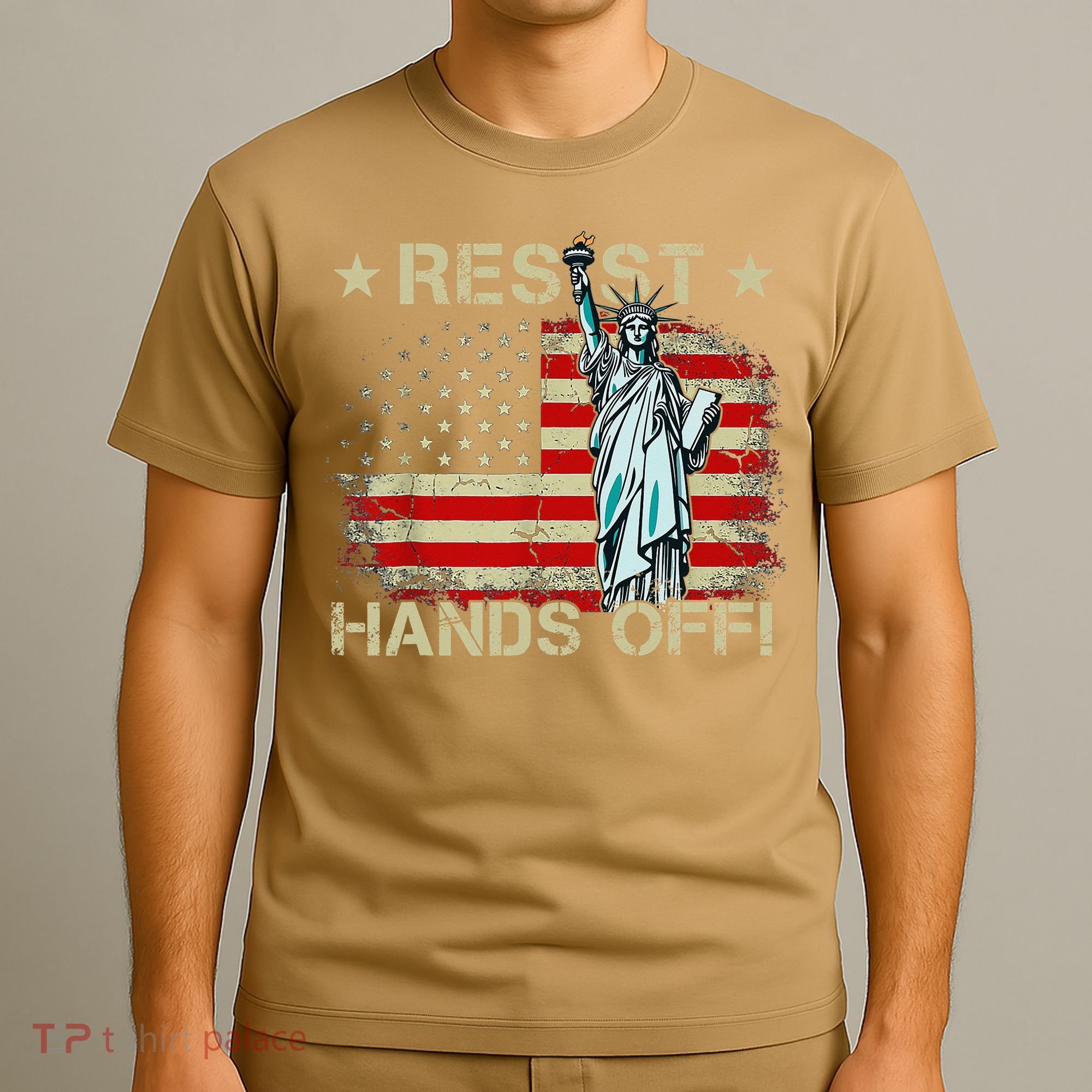 Resist Resistance Statue Of Liberty Hands Off Protest Retro T-Shirt