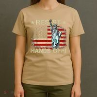 Resist Resistance Statue Of Liberty Hands Off Protest Retro T-Shirt thumb 4