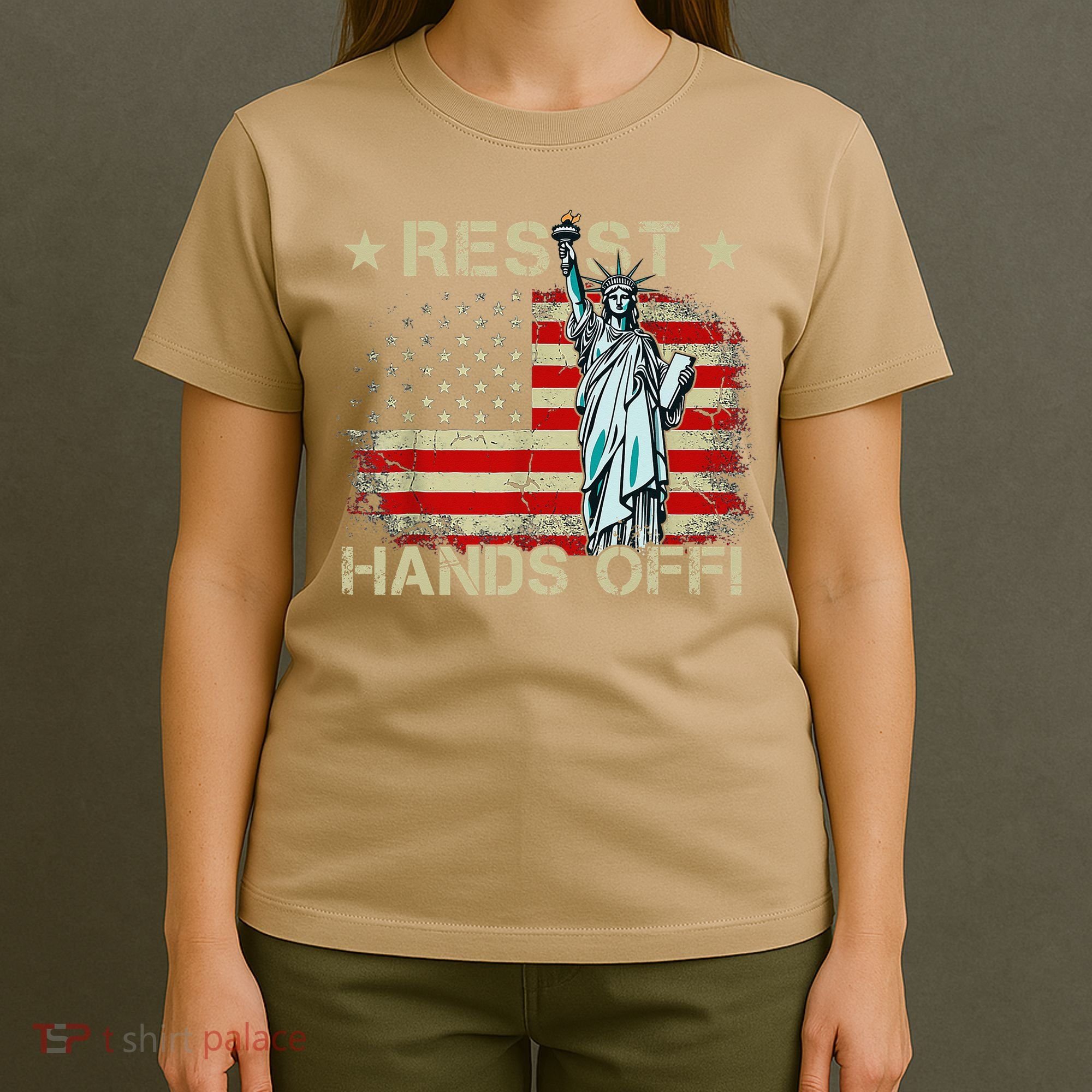 Resist Resistance Statue Of Liberty Hands Off Protest Retro T-Shirt