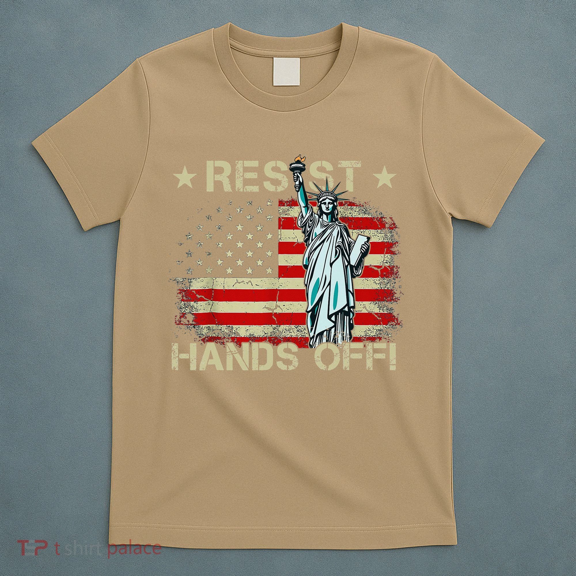 Resist Resistance Statue Of Liberty Hands Off Protest Retro T-Shirt