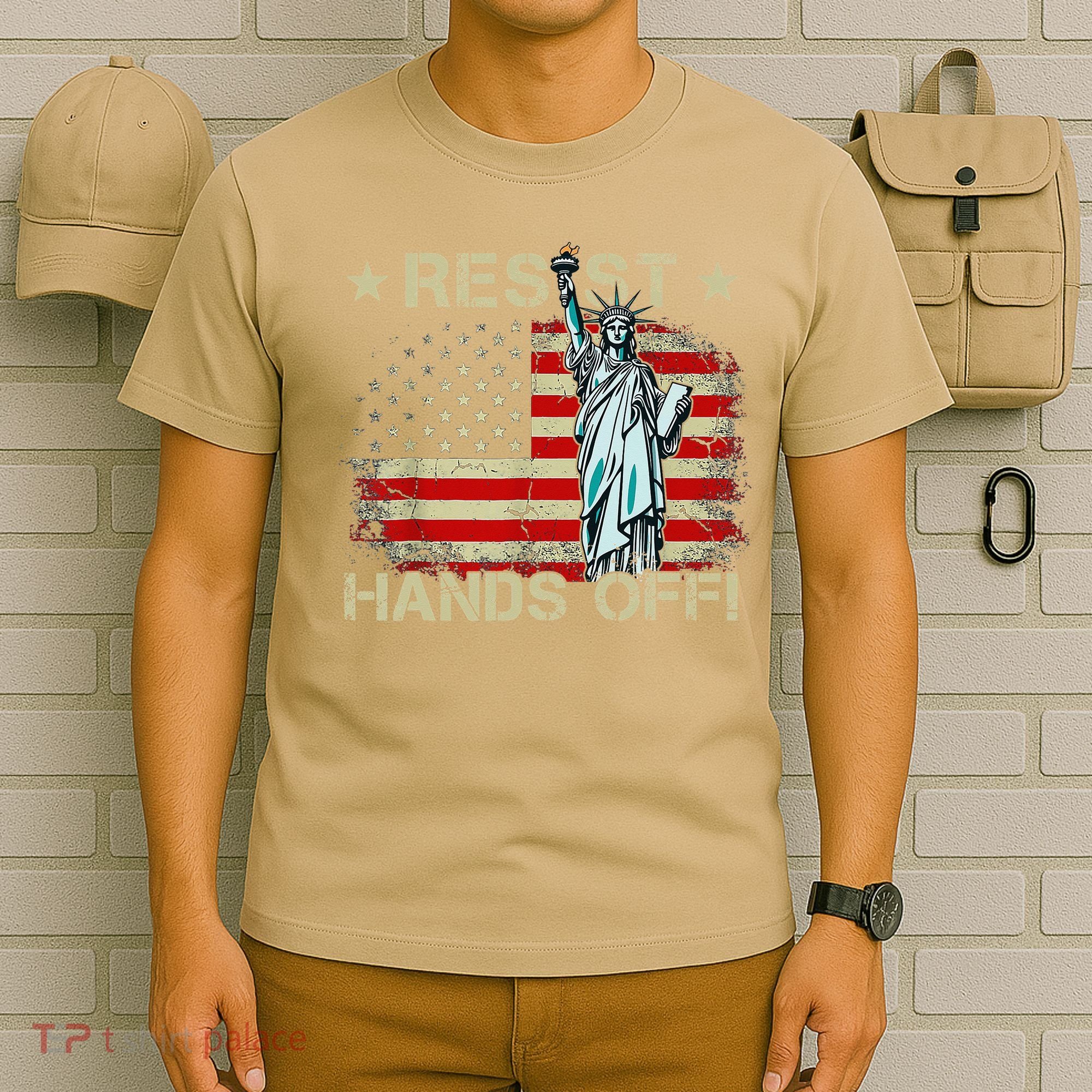 Resist Resistance Statue Of Liberty Hands Off Protest Retro T-Shirt