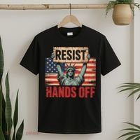 Resist Resistance Statue Of Liberty Hands Off Protest T-Shirt thumb 2
