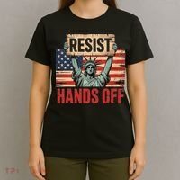 Resist Resistance Statue Of Liberty Hands Off Protest T-Shirt thumb 4