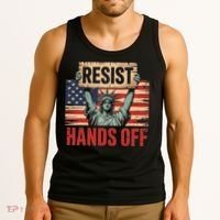 Resist Resistance Statue Of Liberty Hands Off Protest Tank Top thumb 3