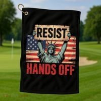Resist Resistance Statue Of Liberty Hands Off Protest Golf Towel thumb 1