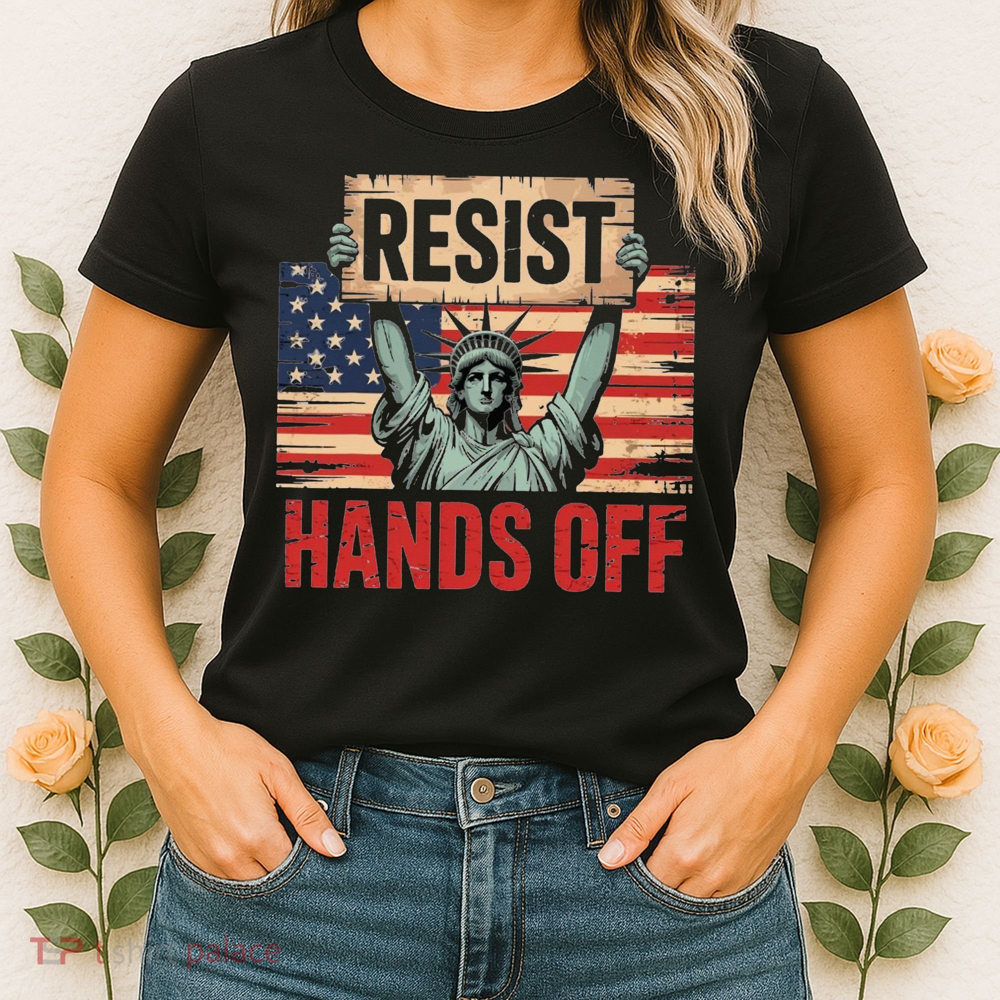 Resist Resistance Statue Of Liberty Hands Off Protest Women's T-Shirt