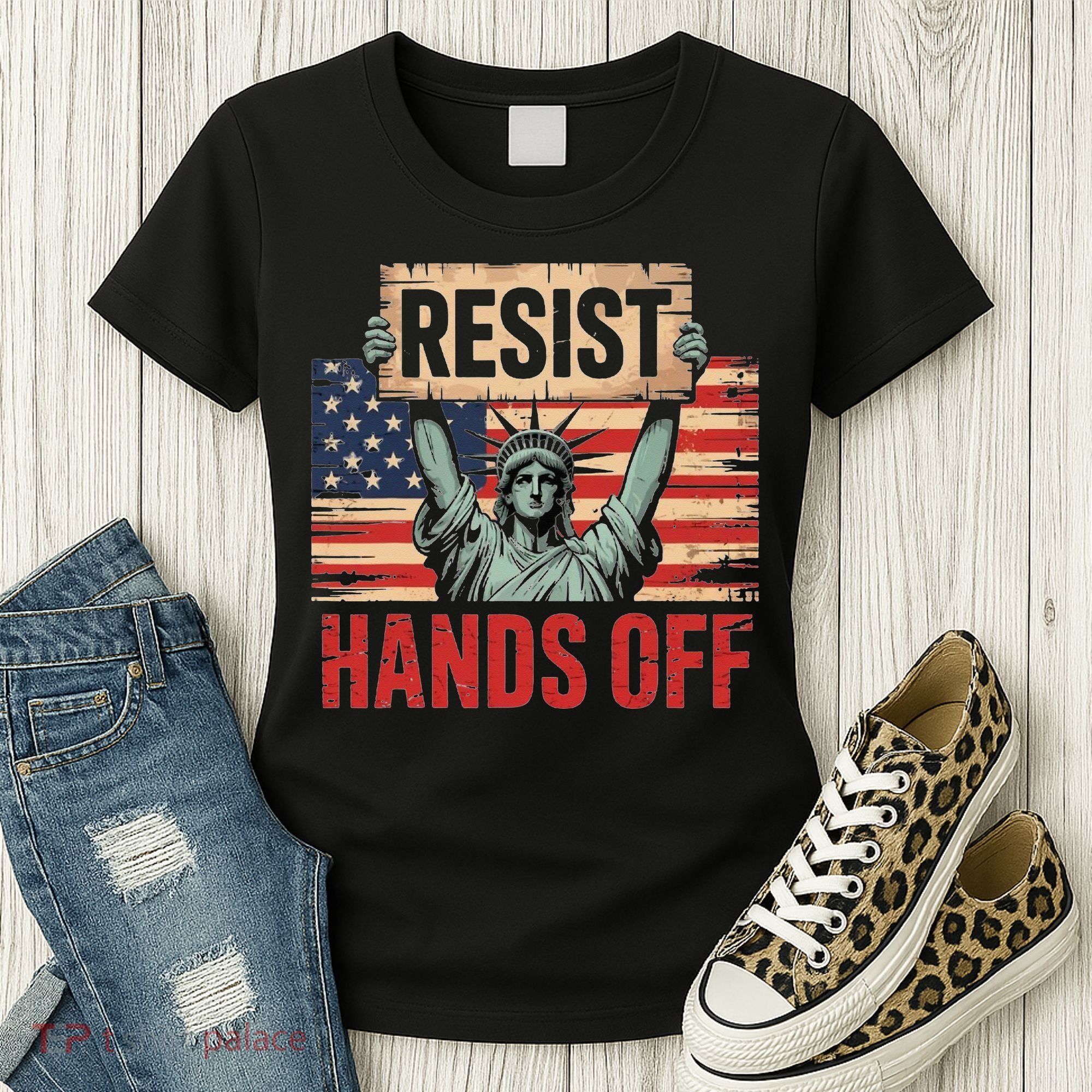 Resist Resistance Statue Of Liberty Hands Off Protest Women's T-Shirt