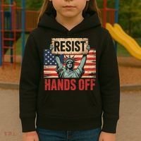 Resist Resistance Statue Of Liberty Hands Off Protest Kids Hoodie thumb 3