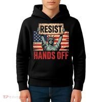 Resist Resistance Statue Of Liberty Hands Off Protest Kids Hoodie thumb 4
