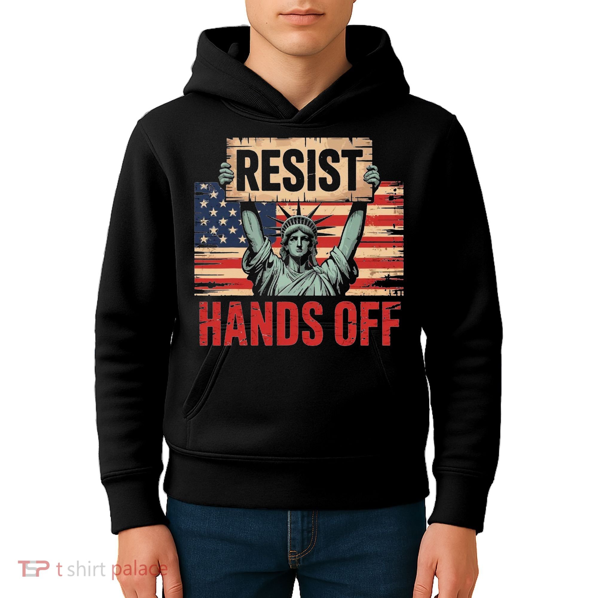 Resist Resistance Statue Of Liberty Hands Off Protest Kids Hoodie