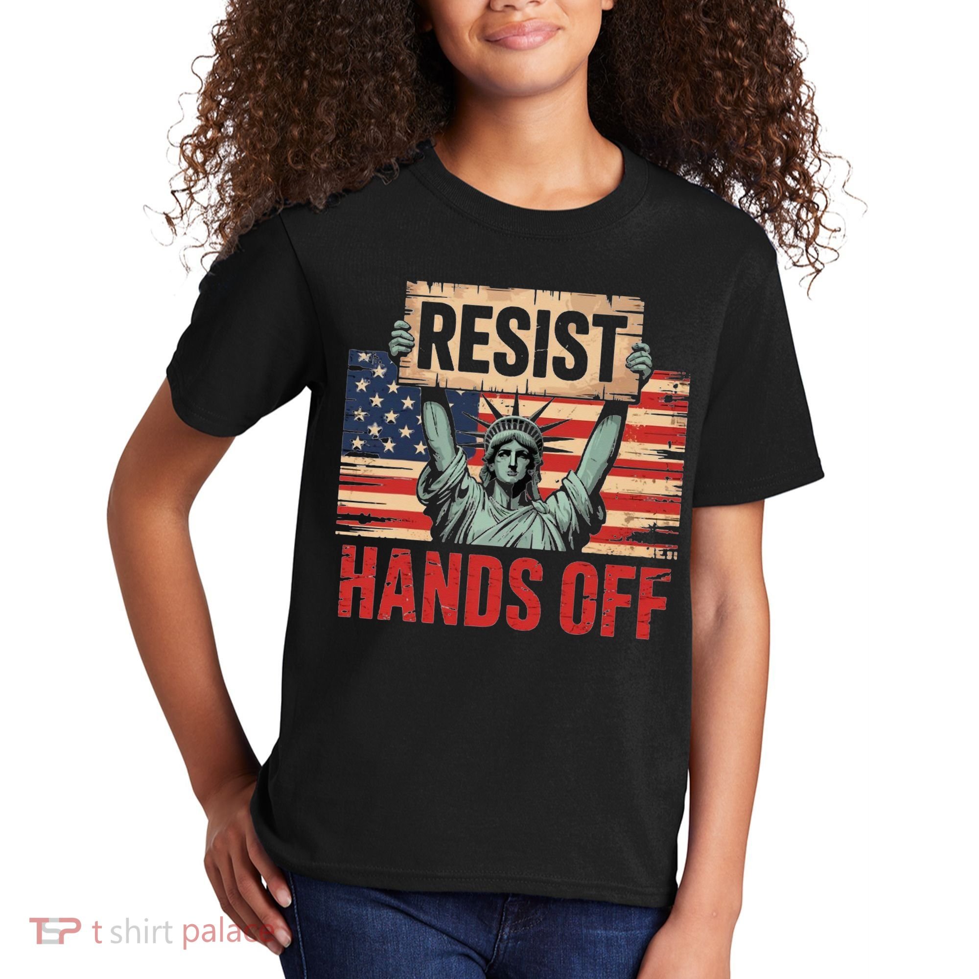 Resist Resistance Statue Of Liberty Hands Off Protest Kids T-Shirt