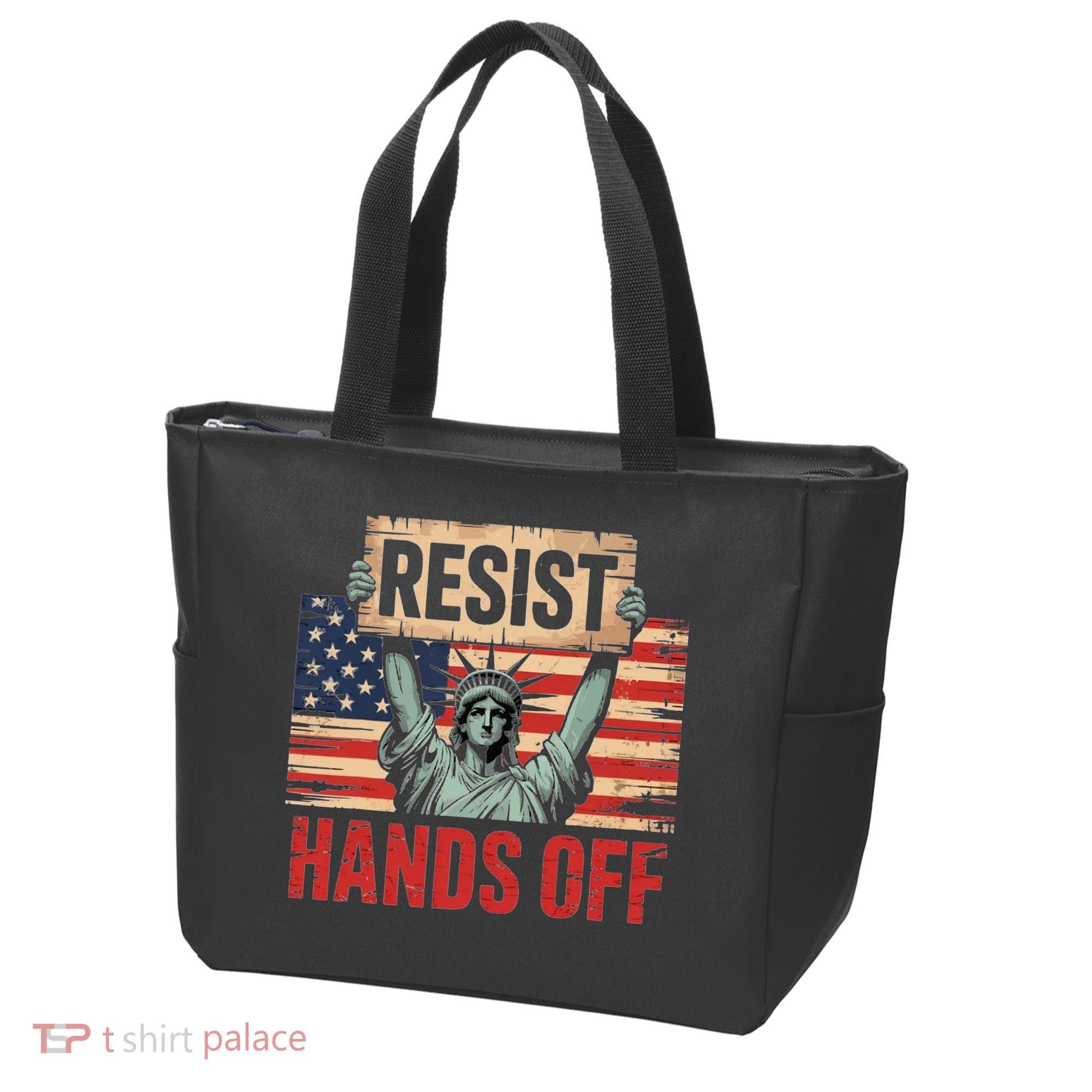 Resist Resistance Statue Of Liberty Hands Off Protest Tote Bag