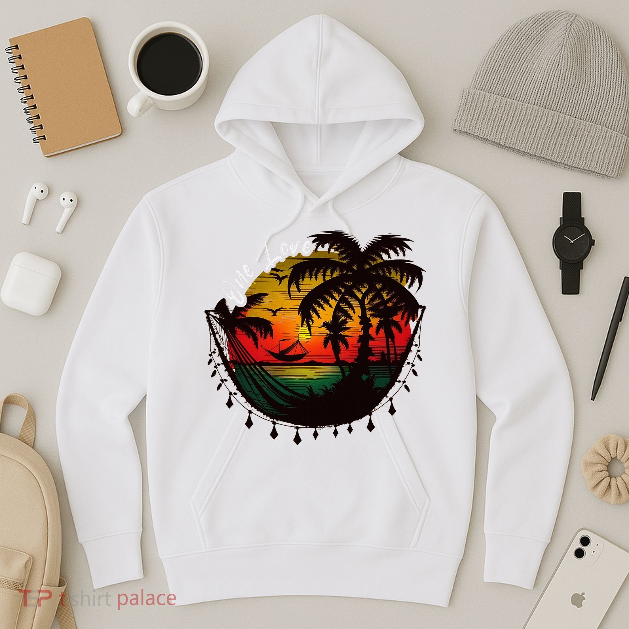 Rasta Reggae Sunset One Pride Love Rastafari Jamaican Hoodie