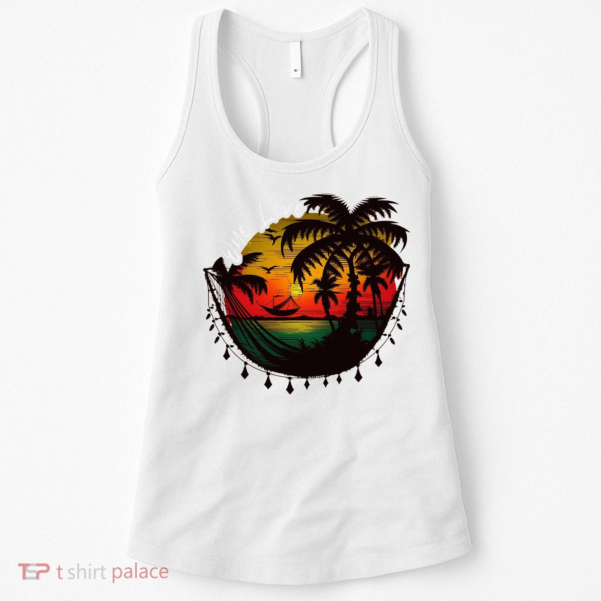 Rasta Reggae Sunset One Pride Love Rastafari Jamaican Women's Tank Top