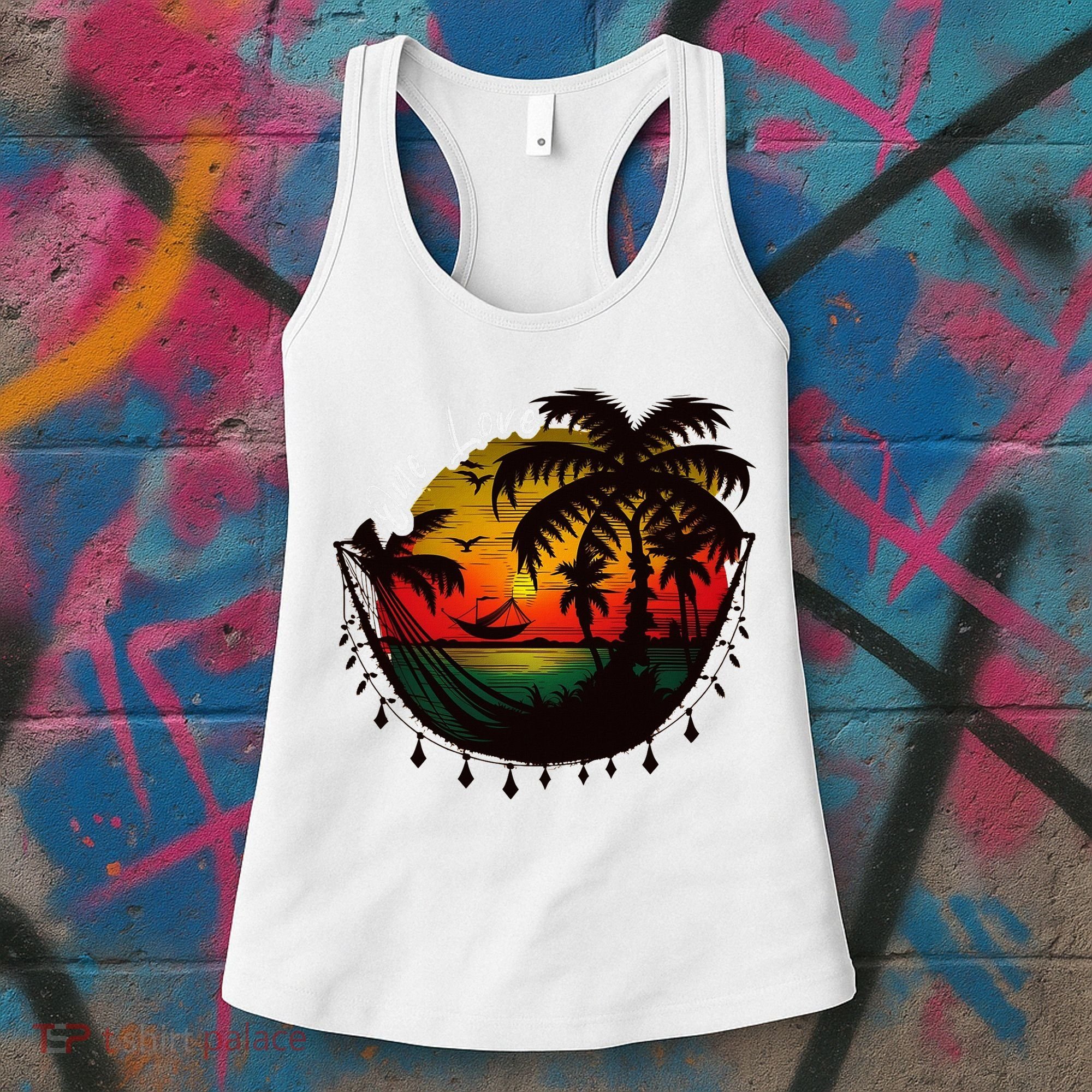 Rasta Reggae Sunset One Pride Love Rastafari Jamaican Women's Tank Top