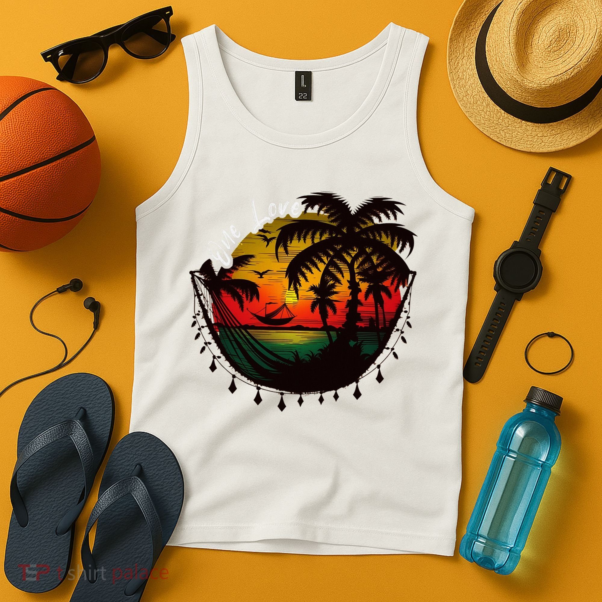 Rasta Reggae Sunset One Pride Love Rastafari Jamaican Tank Top