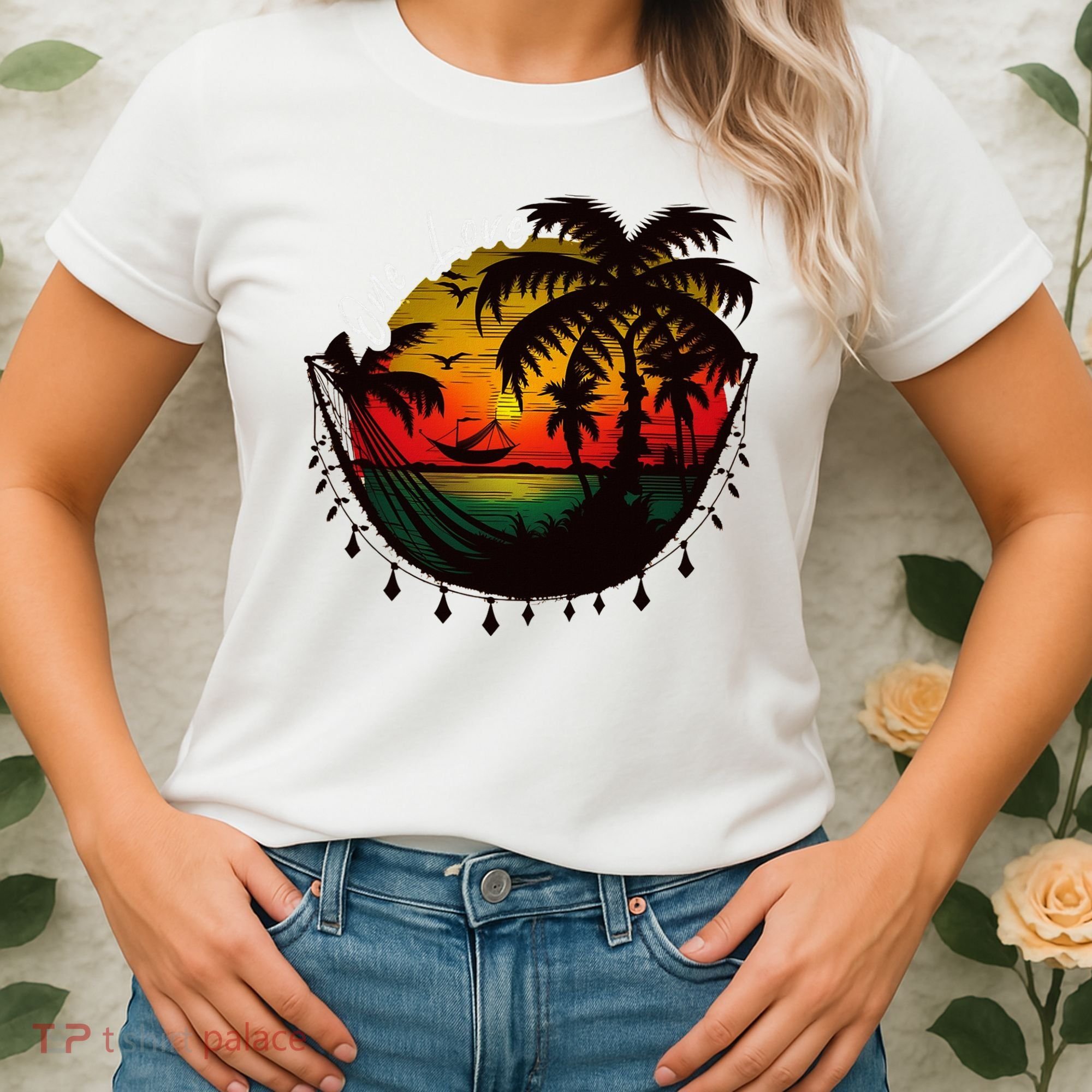 Rasta Reggae Sunset One Pride Love Rastafari Jamaican Women's T-Shirt