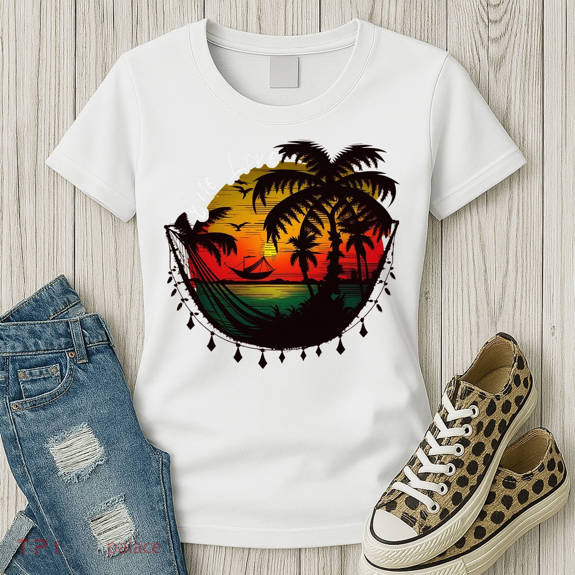 Rasta Reggae Sunset One Pride Love Rastafari Jamaican Women's T-Shirt