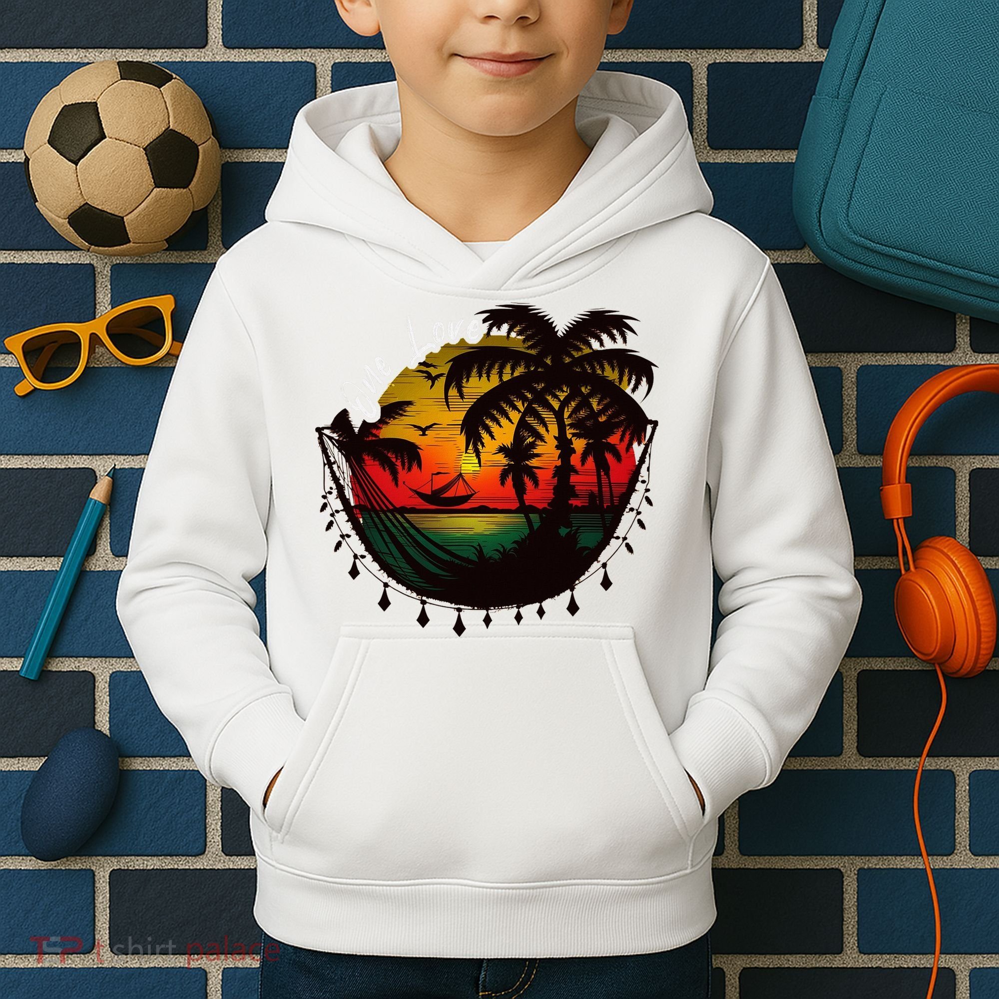 Rasta Reggae Sunset One Pride Love Rastafari Jamaican Kids Hoodie