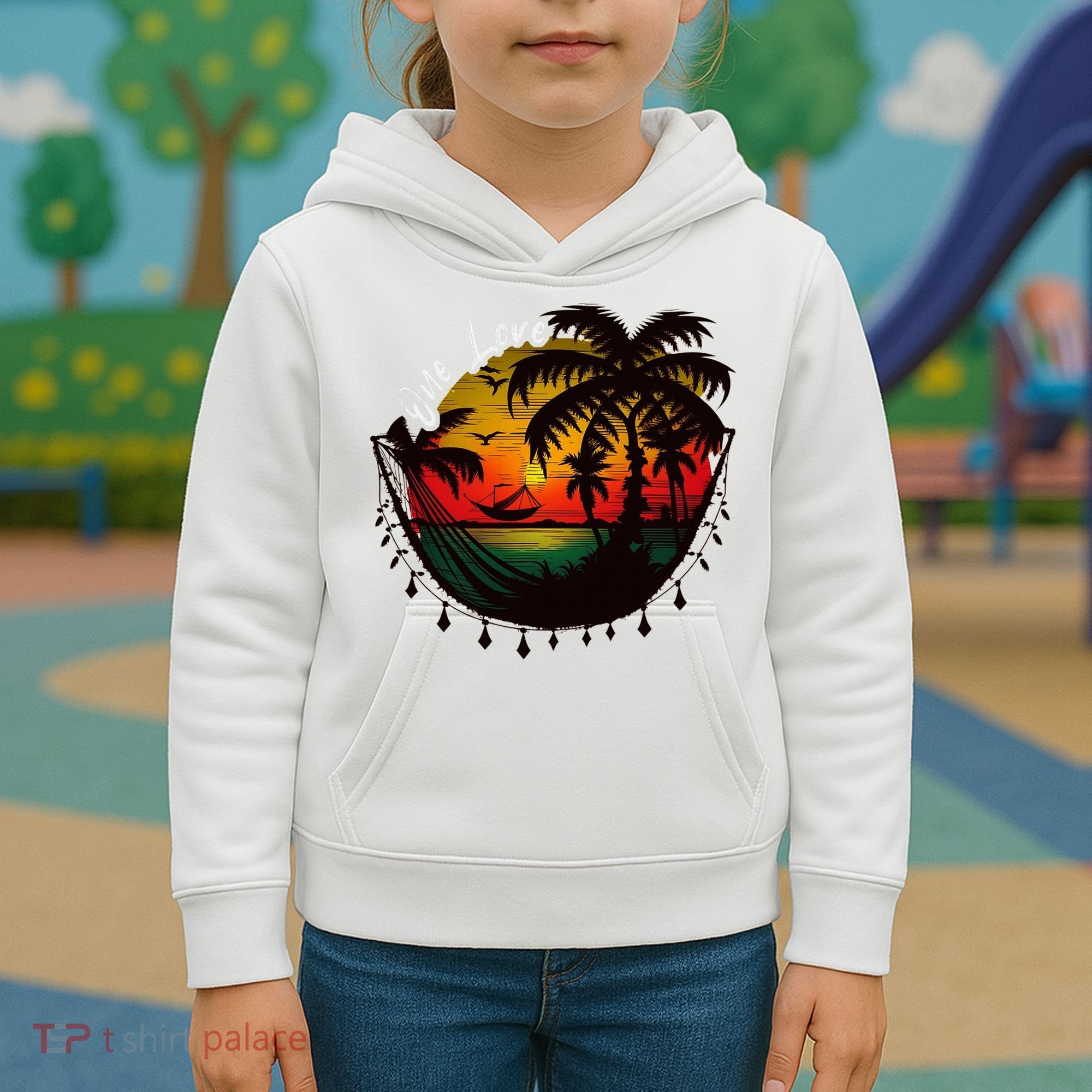 Rasta Reggae Sunset One Pride Love Rastafari Jamaican Kids Hoodie