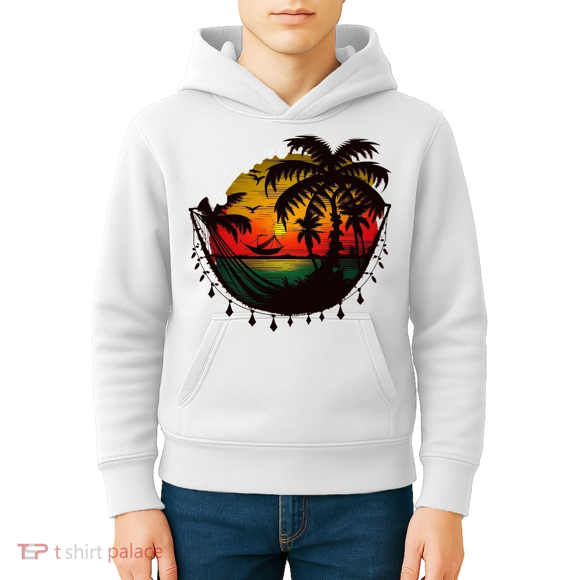 Rasta Reggae Sunset One Pride Love Rastafari Jamaican Kids Hoodie