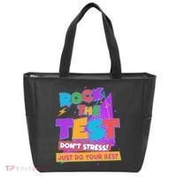 Retro Rock The Test Dont Stress Just Do Your Best Tote Bag thumb 0