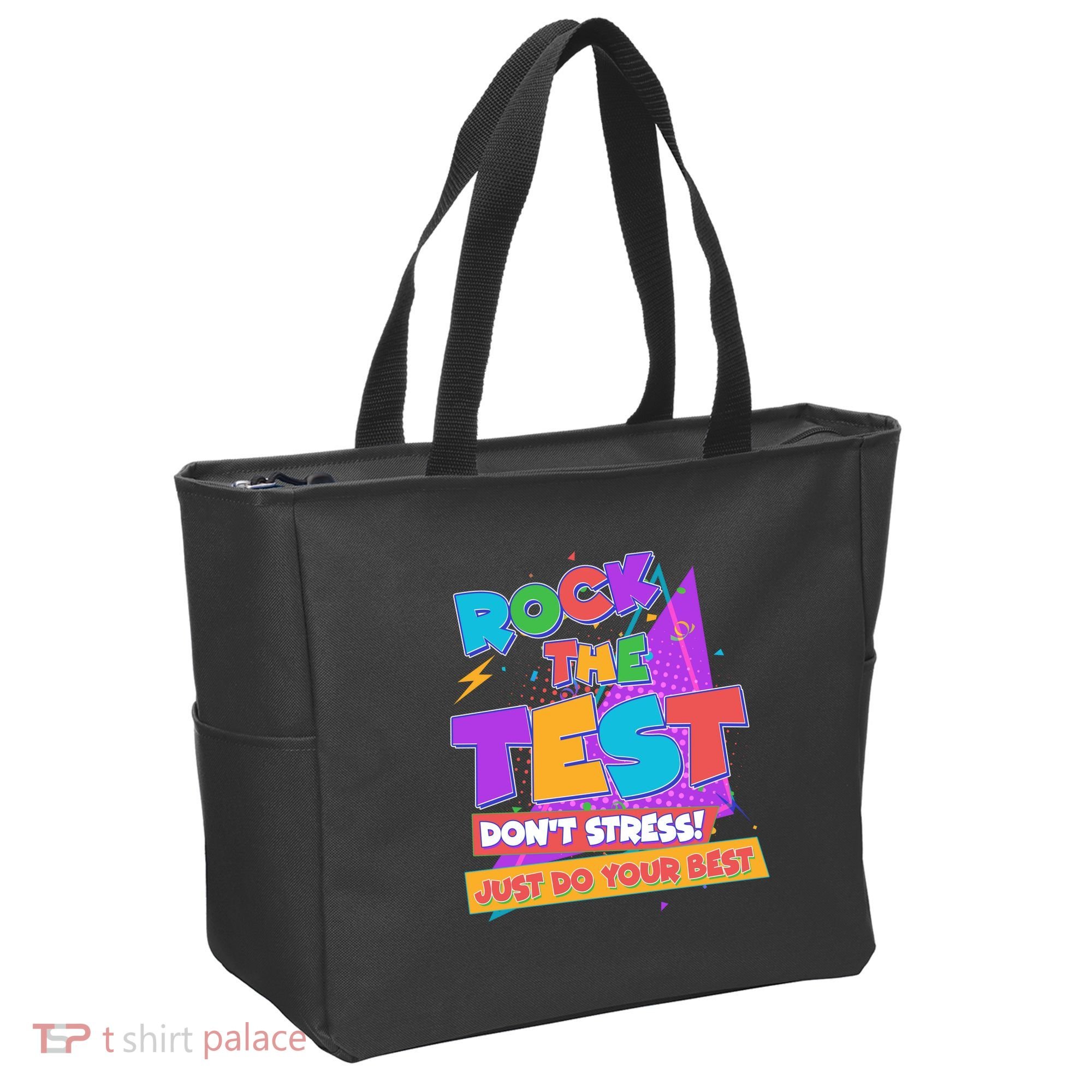 Retro Rock The Test Dont Stress Just Do Your Best Tote Bag