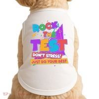 Retro Rock The Test Dont Stress Just Do Your Best Doggie Tank thumb 0