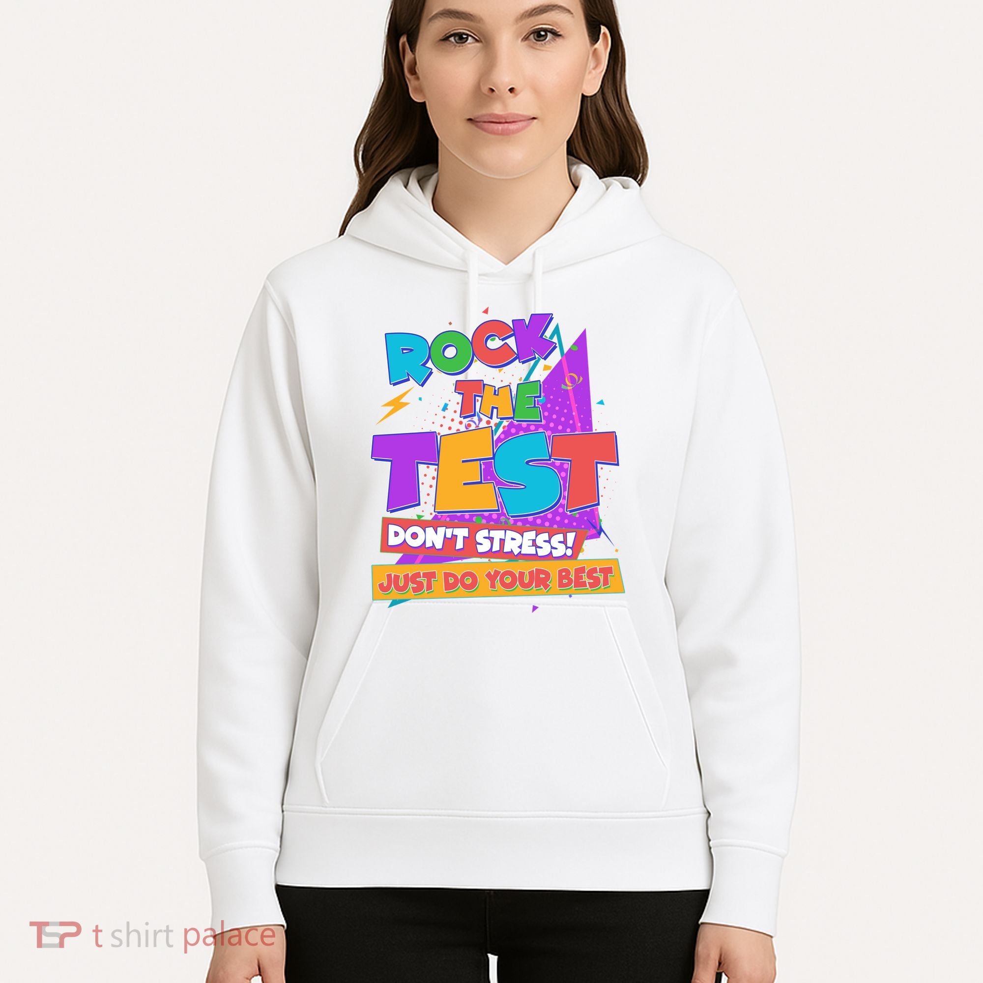 Retro Rock The Test Dont Stress Just Do Your Best Hoodie